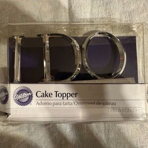 Wilton Cake Topper "I DO" Elegant Wedding Silver Decoration NEW In Box 7 x 3.5"